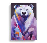 Colourful Polar Bear Canvas Wall Art Print 30x20 Inch | Ready to Hang, Gallery Wrapped, Fade-Resistant Inks, Securely Packaged, UK Made