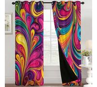 Colourful Psychedelic Curtains for Bedroom 66 x 84, Boho Hippie Trippy Curtains Blackout Living Room Home Decor, Printed Window Eyelet Drapes 84 Inch Drop 2 Panels T162