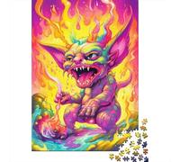 Colourful Psychedelic Monsters Puzzle Rectangular Paper Board 100 Percent Recycled Cardboard Jigsaw Puzzle for Adult Children 1000pcs (38x26cm)