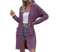 Colourful Pullover Women's Autumn and Winter Casual Fashion Loose Long Sleeve Solid Pullover Coat Women's Vests Elegant Knitted Long Sleeve, purple, S