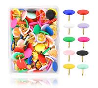 Colourful Push Pins, 100 PCS Plastic Head Thumb Tacks with Storage Box, Map Push Pins, Creative Decorative Thumbtacks for Wall Drawing, Cork, Notice and Bulletin Boards, 12 Colors