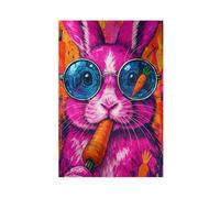 Colourful Rabbit Eating Carrots Oil Painting Canvas Poster Bedroom Decor Landscape Office Room Decor Gift 20x30inch(50x75cm)