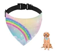 Colourful Rainbow Clouds Dog Bandana with Adjustable Strap D Ring Dog Scarf Pet Bibs Triangle Bandana for Dogs Accessories Puppy Dogs Cats Decor Machine Washable