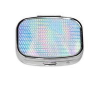 Colourful Rainbow Colour Hologram Holographic,Meta Pill Box 2 Compartment Medicine Case,Portable Organizer