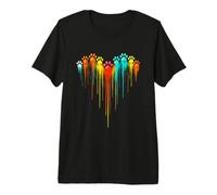Colourful Rainbow Paw - Prints Dripping Heart for Animal Lovers Premium T-Shirt