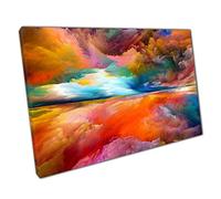 Colourful Rainbow Surreal Sunset Sunrise Abstract Multicolour Fantasy Landscape Wall Art Print On Canvas Picture For Home Office Decor 76x51cm (30x20In)