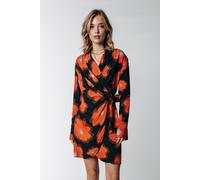 Colourful Rebel Dorin Painted Flower Mini Wrap Dress Mandarin Orange size XXS | Mini Dresses Outlet | Women XXS