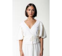 Colourful Rebel Miley Knitted Structure Wrap Top Off White size XS | Blouses Outlet | Women | White XS