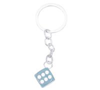 Colourful Resin Dice Charm Keyring Keychain (Light Blue)