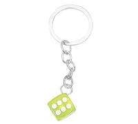 Colourful Resin Dice Charm Keyring Keychain (Neon Yellow)
