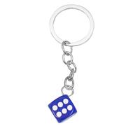Colourful Resin Dice Charm Keyring Keychain (Royal Blue)
