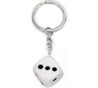 Colourful Resin Dice Charm Keyring Keychain (White)