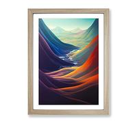 Colourful River Landscape No.1 Framed Print | A2 Oak Framed Wall Art | Ready to Hang | Modern Landscape Picture | Living Room Bedroom Lounge Office