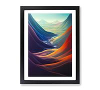 Colourful River Landscape No.1 Framed Print | A3 Black Framed Wall Art | Ready to Hang | Modern Landscape Picture | Living Room Bedroom Lounge Office