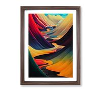 Colourful River Landscape No.3 Framed Print | A4 Walnut Framed Wall Art | Ready to Hang | Modern Landscape Picture | Living Room Bedroom Lounge Office