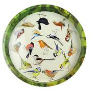 Colourful Round Tin Tea/Drinks Tray - British GARDEN BIRDS Design - 32 cm