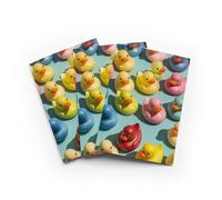 Colourful Rubber Ducks Greeting Card Modern Pattern Any Occasion Set of 3 Blank Inside 5x7 Inch 13x18 cm