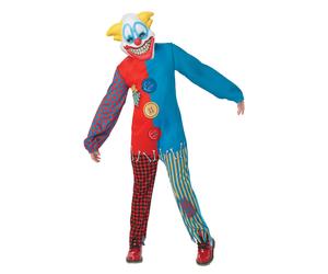 Colourful Scary Clown Boys Fancy Dress Halloween Jester Joker Kids Costume