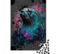 Colourful Seals Puzzle Difficult Challenge 100 Percent Recycled Cardboard Jigsaw Puzzle for Adults Teen 300pcs (40x28cm)