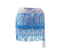 Colourful Sequin Skirt Women's with Fringe Tassels Skirt Sequins Glitter Fringe Skirt with Bow Sexy Hip Scarf Petticoat Tango Belly Dance Dance Skirt Rave Festive Costume for Halloween and Carnival