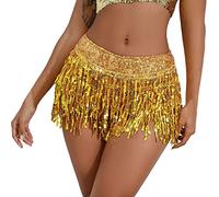 Colourful Sequin Skirt Women's with Fringe Tassels Skirt Women's with Sequins Glitter Fringe Skirt High Waist Latin Belly Dance Skirts Petticoat Rave Festive Clothing for Halloween & Carnival Clubwear