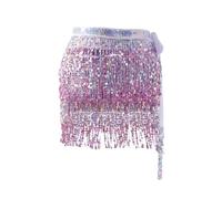 Colourful Sequin Skirt Women's with Fringes, Tassels Skirt Women's Sequins, Glitter Fringe Skirt with Bow Sexy Hip Scarf Skirts Tango Belly Dance Dance Skirt Rave Festival Outfit for Halloween and