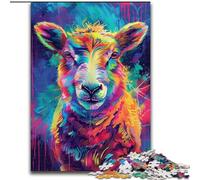 Colourful Sheep Paintings 1000 Piece Jigsaw Puzzle for Adults Teens, Stress Reliever Difficult Challenge for Home Decoration for 14+ (50x75cm)