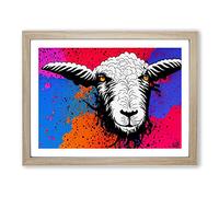 Colourful Sheep Vol.1 H1022 Framed Print for Living Room Bedroom Home Office Décor, Wall Art Picture Ready to Hang, Oak A3 Frame (46 x 34 cm)