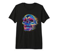 Colourful Skeleton Skull Colourful Psychedelic Human Skull Premium T-Shirt