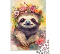 Colourful Sloth Baby Puzzle Fun Activity for at Home Premium Cardboard Jigsaw Puzzle for Adults Teen 300pcs (40x28cm)
