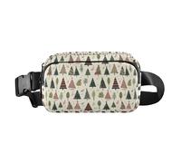 Colourful Small Liberty Blooming Water Resistant Fanny Pack Waist Bag with Adjustable Strap for Cycling Hiking Gym, Buffalo Plaid Christmas Trees, One Size