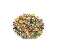 Colourful Small Metal Bell,50 pack Mini Flower Ball Crafting Hollow Jingle Bells for Decorating Decorat Christmas Tree Kid's Room Pets and DIY Craft Decoration 14mm