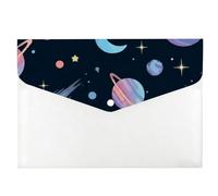 Colourful Space Planet Plastic Folders A4, File Folders A4, Folder with Pockets, School Stuff Clear Document Wallets, Expanding Files with Snap Button, Plastic Pockets for School Office Home Travel