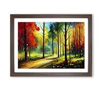 Colourful Spring Forest Vol.6 Framed Print | A2 Walnut Framed Wall Art | Ready to Hang | Modern Landscape Picture | Living Room Bedroom Lounge Office