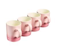 Cooks Professional 4 Piece Colourful Stoneware Mug Set | Tea Coffee Hot Chocolate Drinking Cups | Microwave Dishwasher Refrigerator Freezer Safe | 350ml Capacity | Pink