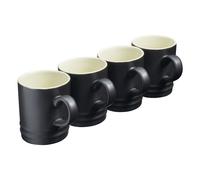 Cooks Professional 4 Piece Colourful Stoneware Mug Set | Tea Coffee Hot Chocolate Drinking Cups | Microwave Dishwasher Refrigerator Freezer Safe | 350ml Capacity | Matt Black