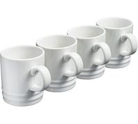 Cooks Professional 4 Piece Colourful Stoneware Mug Set | Tea Coffee Hot Chocolate Drinking Cups | Microwave Dishwasher Refrigerator Freezer Safe | 350ml Capacity | White