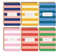 Colourful Stripe Pattern Thank You Cards with Envelopes, 20 Pack, Blank Greeting Sheets for Handwritten Message, Bulk Multipack Gift Set, Assorted Thank You Decor Notes, Eco-friendly