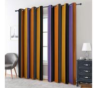 Colourful Striped Blackout Curtains, 90 Drop, Retro Modern Stripe Printed Curtains for Living Room, Bedroom, Eyelet Drapes for Window Home Decor, 46x90 Inch 2 Panels (1K7-21)