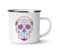 Colourful Sugar Skull Retro Enamel Mug Cup