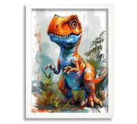Colourful T Rex Art Print Nursery Wall Art Framed T Rex Dinosaur Animal Print Poster A2 - Wall Art Home Decor Movie Poster Canvas Film Cinema Retro Vintage Cult Classic Nostargic Saga Modern reprint