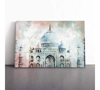 Colourful Taj Mahal in Agra India in Abstract Canvas Print 24x16 Inch | Ready to Hang, Gallery Wrapped, Fade-Resistant Inks, Securely Packaged, Made in the UK