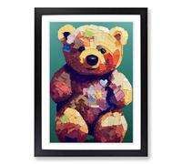 Colourful Teddy Bear Vol.2 Framed Wall Art Print, Ready to Hang Picture for Living Room Bedroom Home Office, Black A2 (48 x 66 cm)