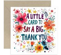 Colourful Thank You Card for Him and Her, Beautiful Floral and Stars Whimsical Design - 'Little Card to Say Big Thankyou' For Friends and Family to Show Gratitude For Them