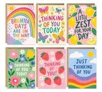 Colourful Thinking of You Cards with Envelopes - Set of 10 Fun Get Well Feel Better Notecards Pack with Envelopes - Blank Inside Encouragement Cards, Bulk Greeting Cards for Sympathy