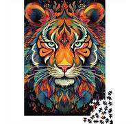 Colourful Tiger Art Puzzle Decompression Toys Paper Rectangular Jigsaw Puzzle for Kids And Adults Age 12 Years Up 1000pcs (38x26cm)
