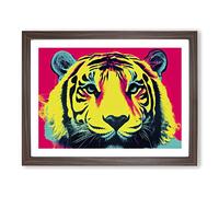 Colourful Tiger Art Vol.5 Abstract H1022 Framed Print for Living Room Bedroom Home Office Décor, Wall Art Picture Ready to Hang, Walnut A4 Frame (34 x 25 cm)