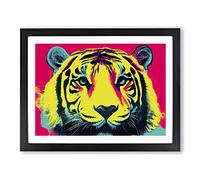 Colourful Tiger Art Vol.5 Abstract H1022 Framed Print for Living Room Bedroom Home Office Décor, Wall Art Picture Ready to Hang, Black A3 Frame (46 x 34 cm)