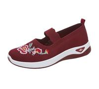 Colourful Trainers Women Womens Slip On Trainers Casual Non-Slip Low Top Solid Color Sneakers Soft Sole Running Shoes Breathable Mesh Orthopedic Cheap Stuff for 1p Red 6.5