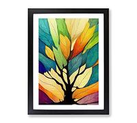 Colourful Tree Leaves No.2 Abstract Framed Print | A4 Black Framed Wall Art | Ready to Hang | Abstract Floral Picture | Living Room Bedroom Lounge Office